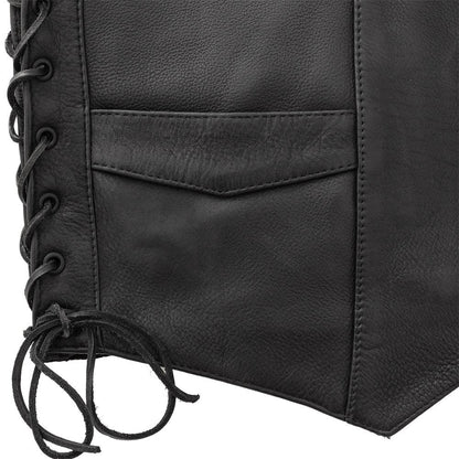 Deadwood Men's Motorcycle Western Style Leather Vest - Lux Ryder