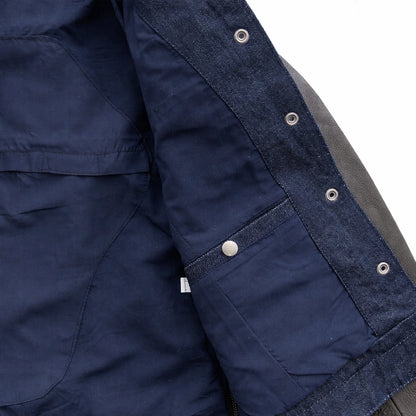 Women’s Motorcycle Denim and Leather Jacket with Removable Hood - Lux Ryder