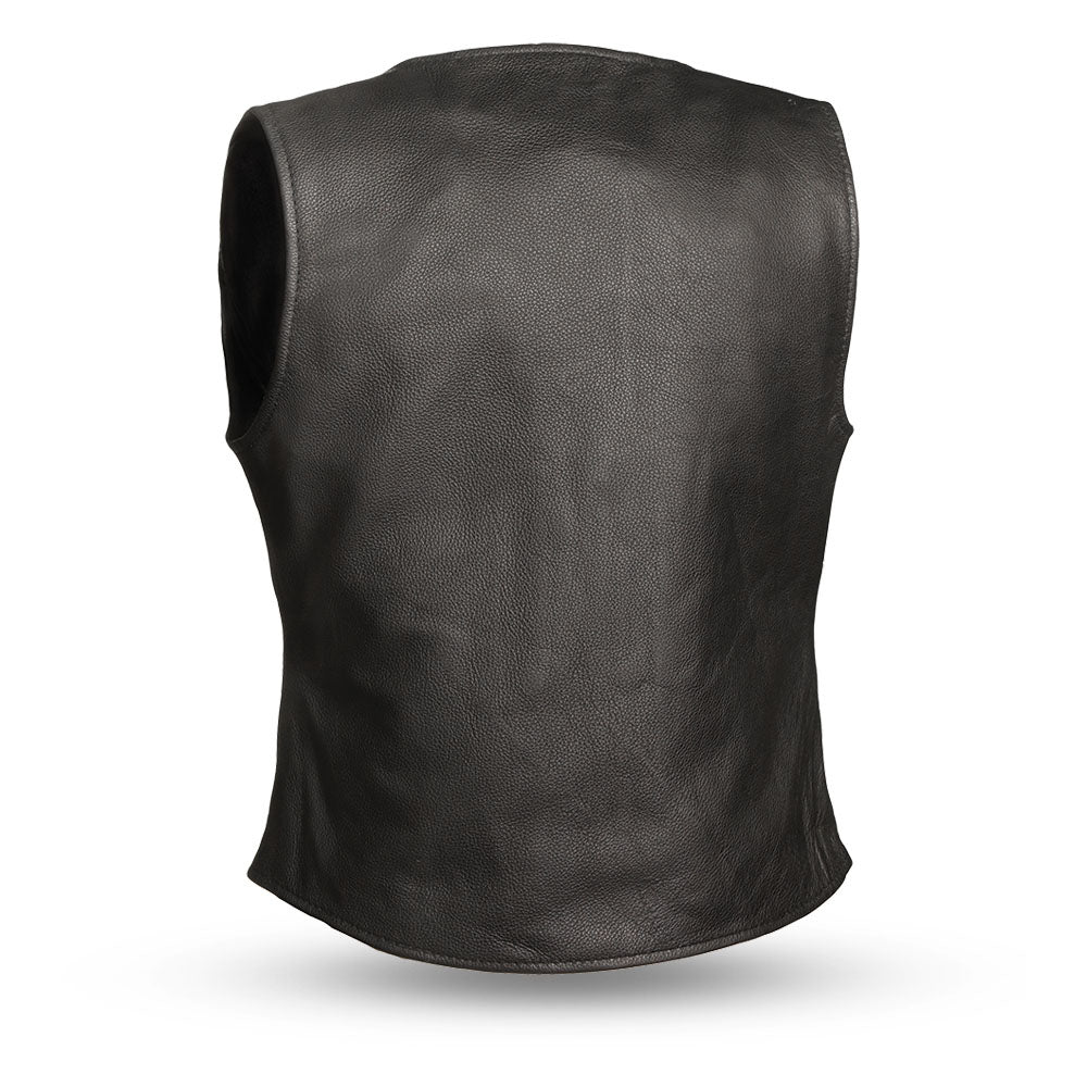 Women Leather Motorcycle Vest with Snap Front - Lux Ryder