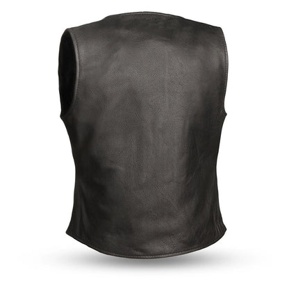 Women Leather Motorcycle Vest with Snap Front - Lux Ryder