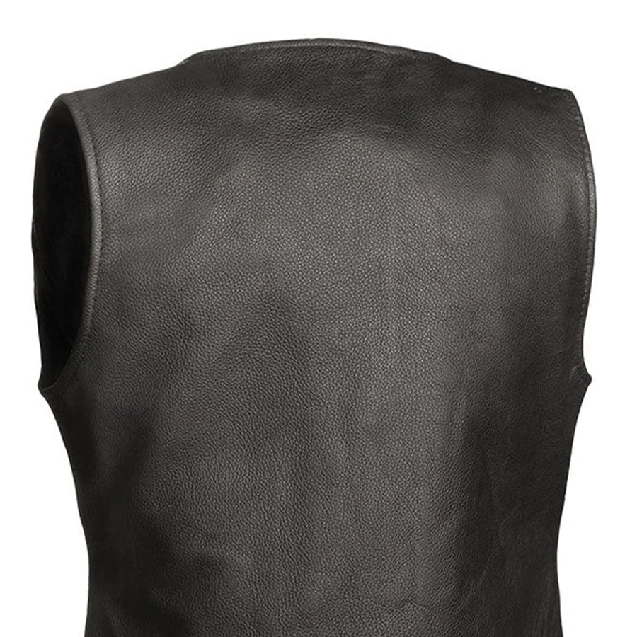 Women Leather Motorcycle Vest with Snap Front - Lux Ryder