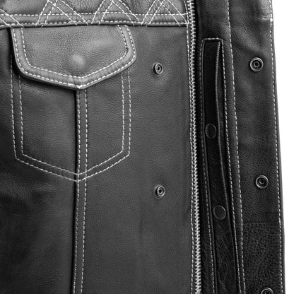 Downside Men's Motorcycle Leather Vest - Lux Ryder