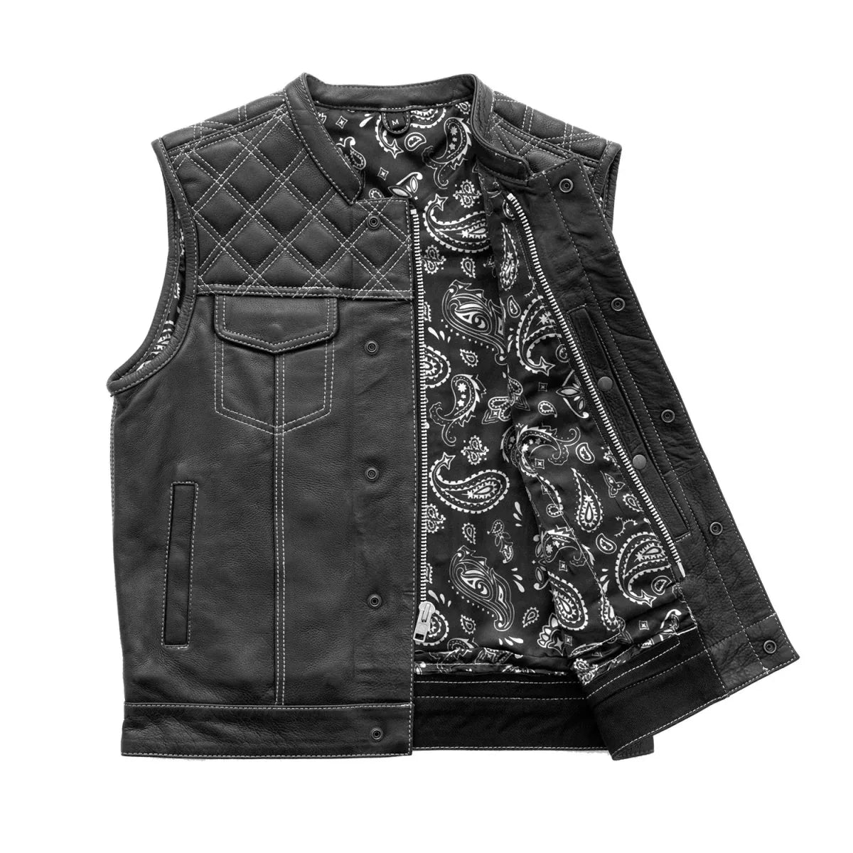 Downside Men's Motorcycle Leather Vest - Lux Ryder