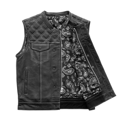 Downside Men's Motorcycle Leather Vest - Lux Ryder