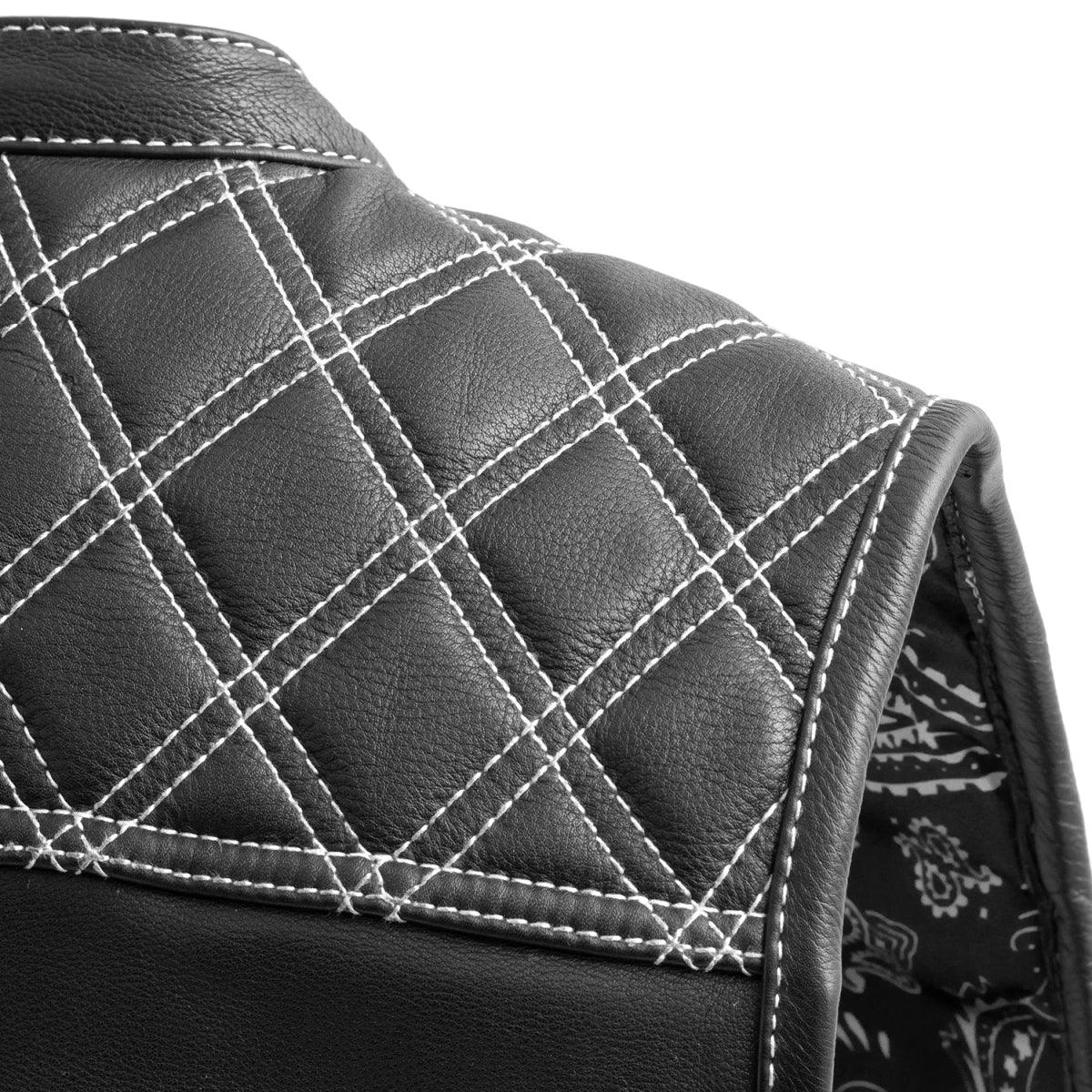 Downside Men's Motorcycle Leather Vest - Lux Ryder