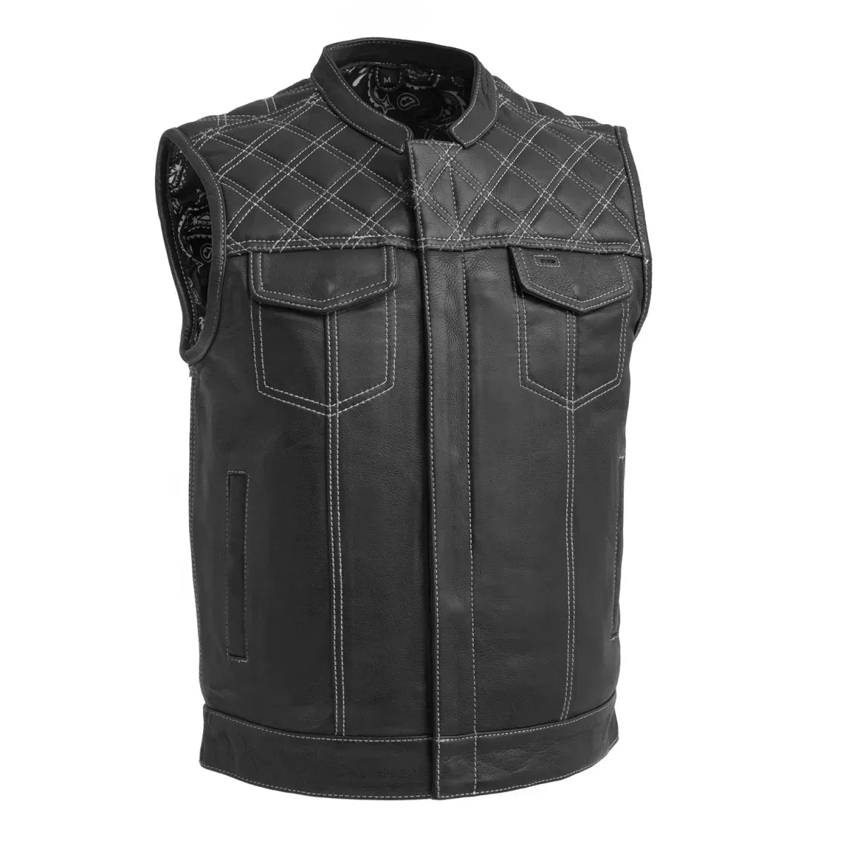 Downside Men's Motorcycle Leather Vest - Lux Ryder