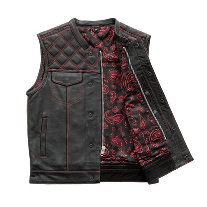 Downside Men's Motorcycle Leather Vest - Lux Ryder