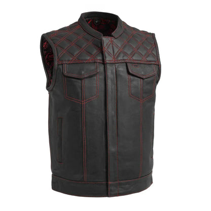 Downside Men's Motorcycle Leather Vest - Lux Ryder