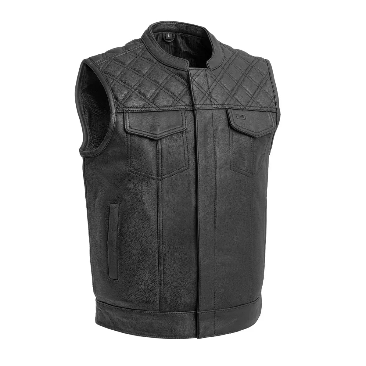 Downside Men's Motorcycle Leather Vest - Lux Ryder