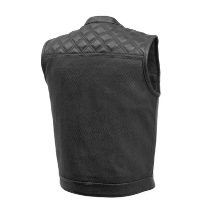 Downside Perforated Men's Motorcycle Leather Vest - Lux Ryder
