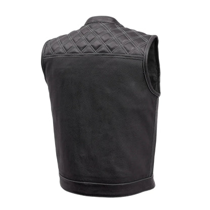 Downside Perforated Men's Motorcycle Leather Vest - Lux Ryder