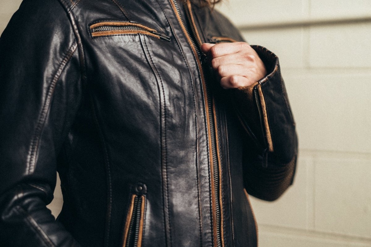 Women’s Leather Motorcycle Jacket with Removable Thermal Liner - Lux Ryder