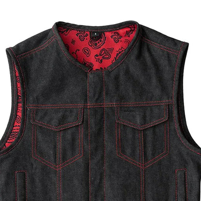 Ember Men's Motorcycle Denim Vest - Lux Ryder