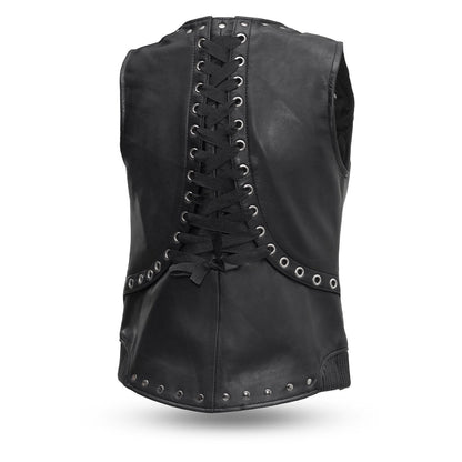 Women’s Leather Motorcycle Vest – Classic Biker Vest for Riding and Everyday Wear - Lux Ryder