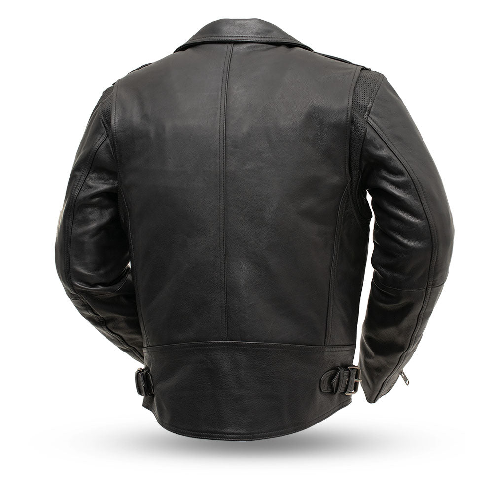 Men Leather Motorcycle Jacket with Asymmetrical Zip - Lux Ryder