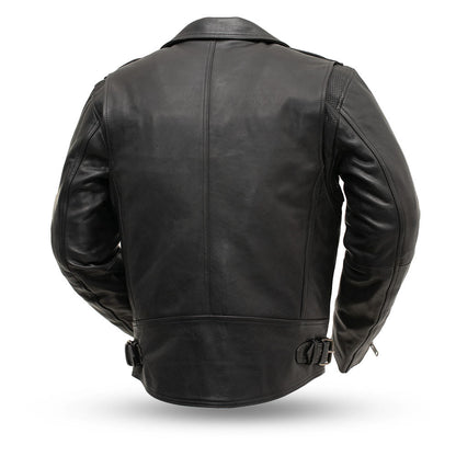Men Leather Motorcycle Jacket with Asymmetrical Zip - Lux Ryder