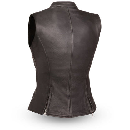 Women Leather Motorcycle Vest – Fairmont Style - Lux Ryder