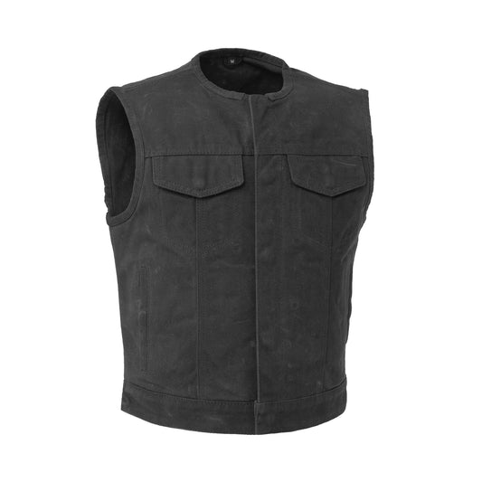 Lowside - Waxed Men's Motorcycle Canvas Vest - Lux Ryder
