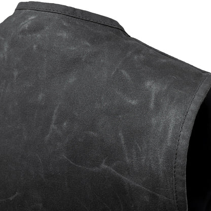 Lowside - Waxed Men's Motorcycle Canvas Vest - Lux Ryder