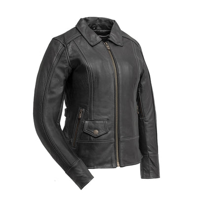 Women’s Leather Motorcycle Jacket with Venting and Adjustable Fit - Lux Ryder