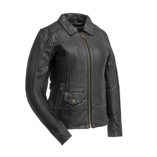 Women’s Leather Motorcycle Jacket with Venting and Adjustable Fit - Lux Ryder