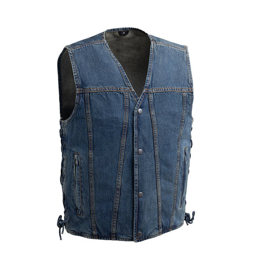 Gambler Men's Motorcycle Denim Vest - Lux Ryder