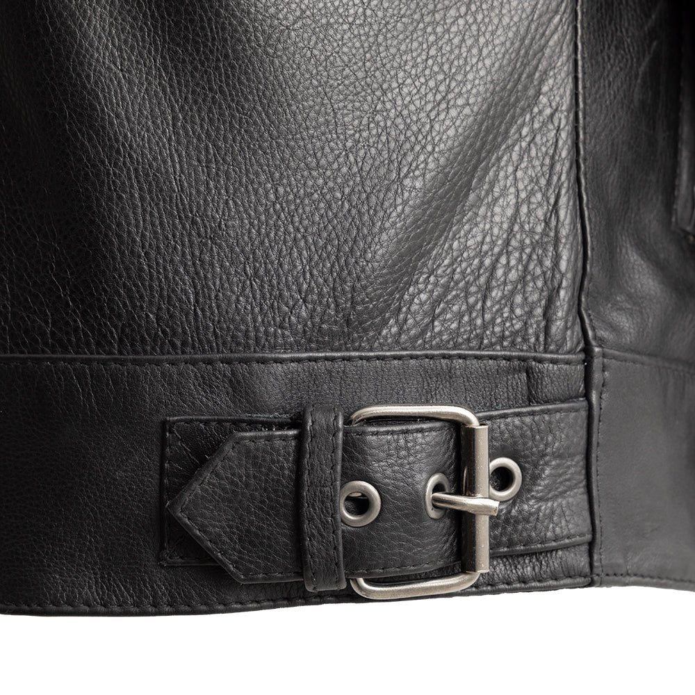 Men Leather Motorcycle Jacket with Quilted Shoulders - Lux Ryder