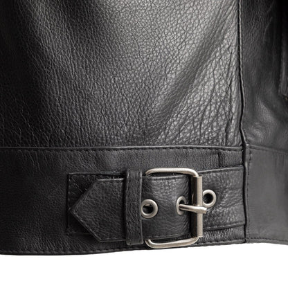 Men Leather Motorcycle Jacket with Quilted Shoulders - Lux Ryder
