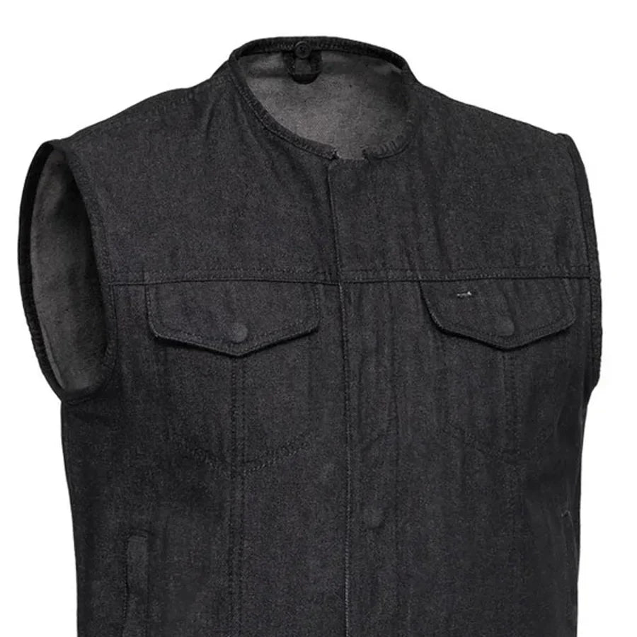 Haywood Men's Motorcycle Denim Vest - Lux Ryder