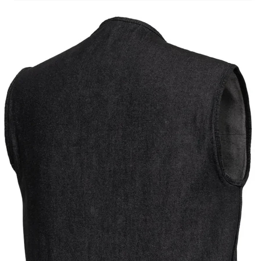 Haywood Men's Motorcycle Denim Vest - Lux Ryder