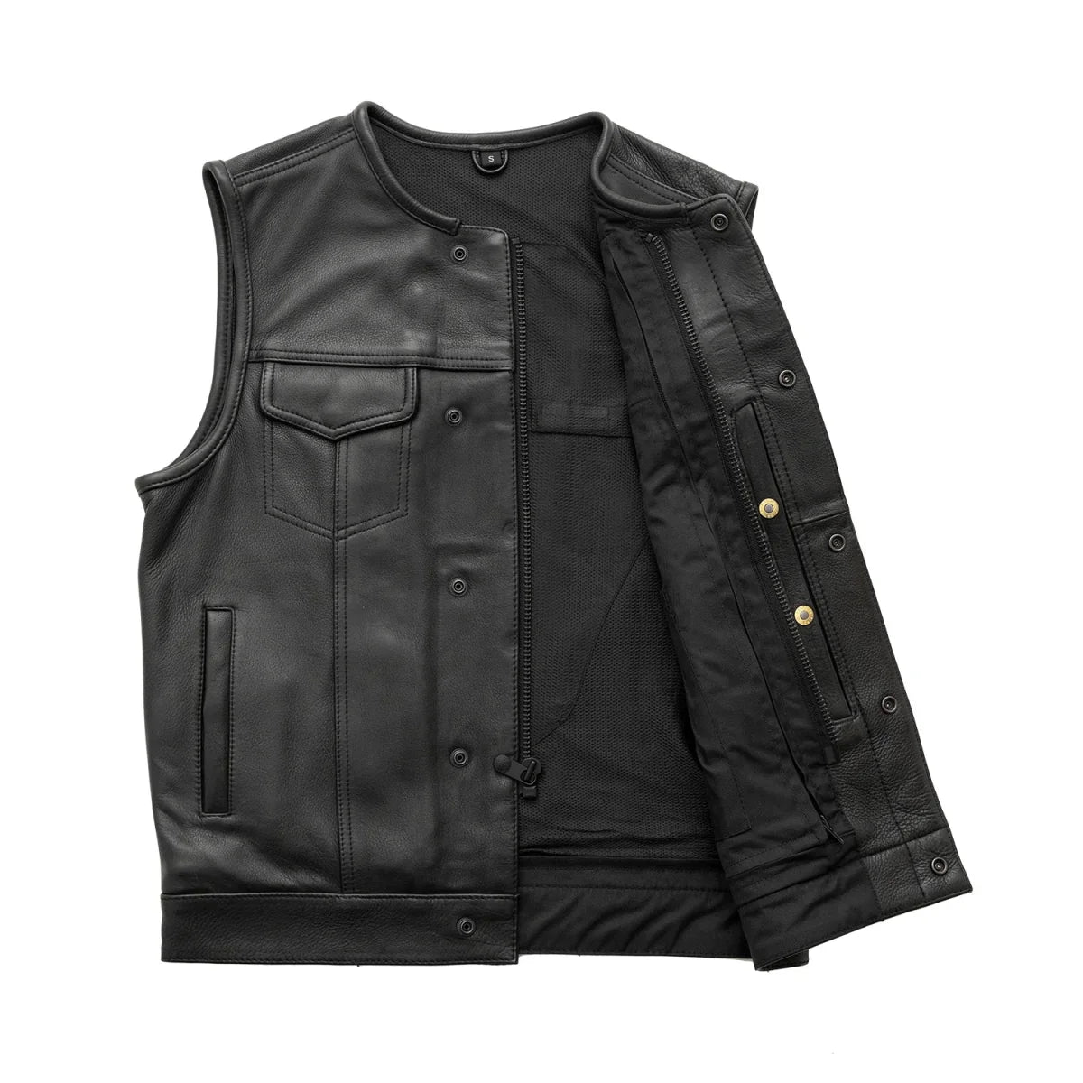 Highside Men's Motorcycle Leather Vest - Lux Ryder
