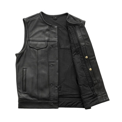 Highside Men's Motorcycle Leather Vest - Lux Ryder