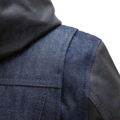 Women’s Motorcycle Denim and Leather Jacket with Removable Hood - Lux Ryder