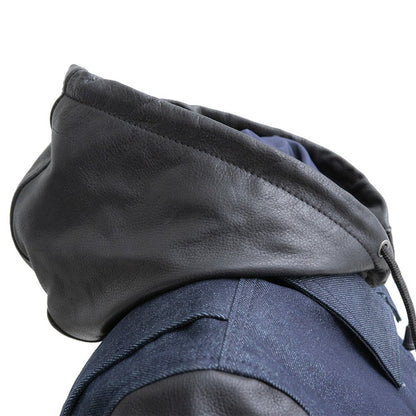 Women’s Motorcycle Denim and Leather Jacket with Removable Hood - Lux Ryder