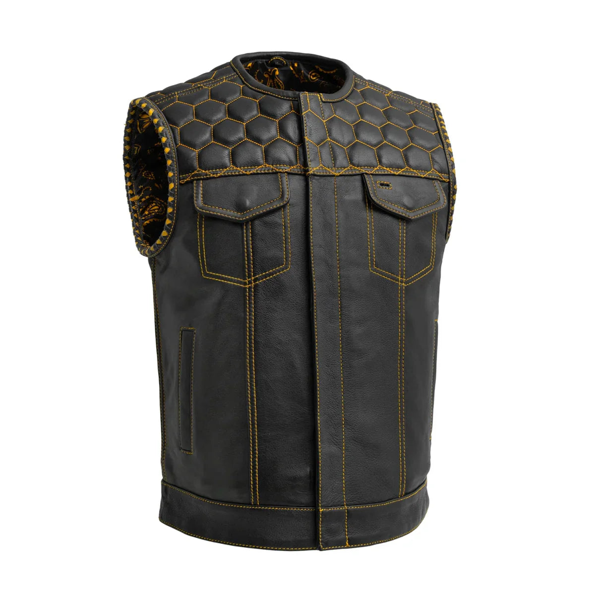Hornet Men's Club Style Leather Vest - Lux Ryder