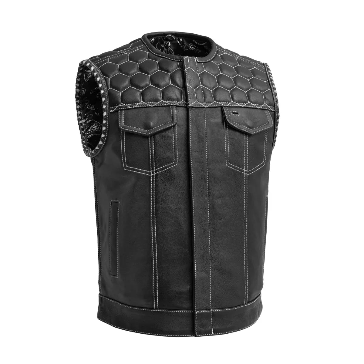 Hornet Men's Club Style Leather Vest - Lux Ryder