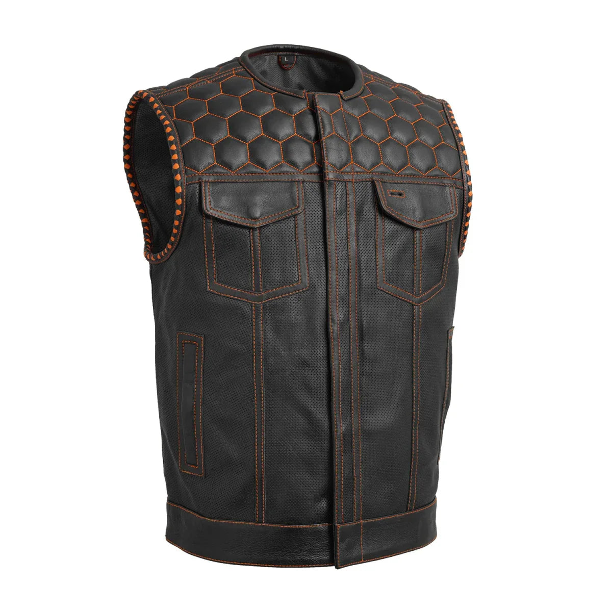 Hornet Perforated Men's Club Style Leather Vest - Lux Ryder