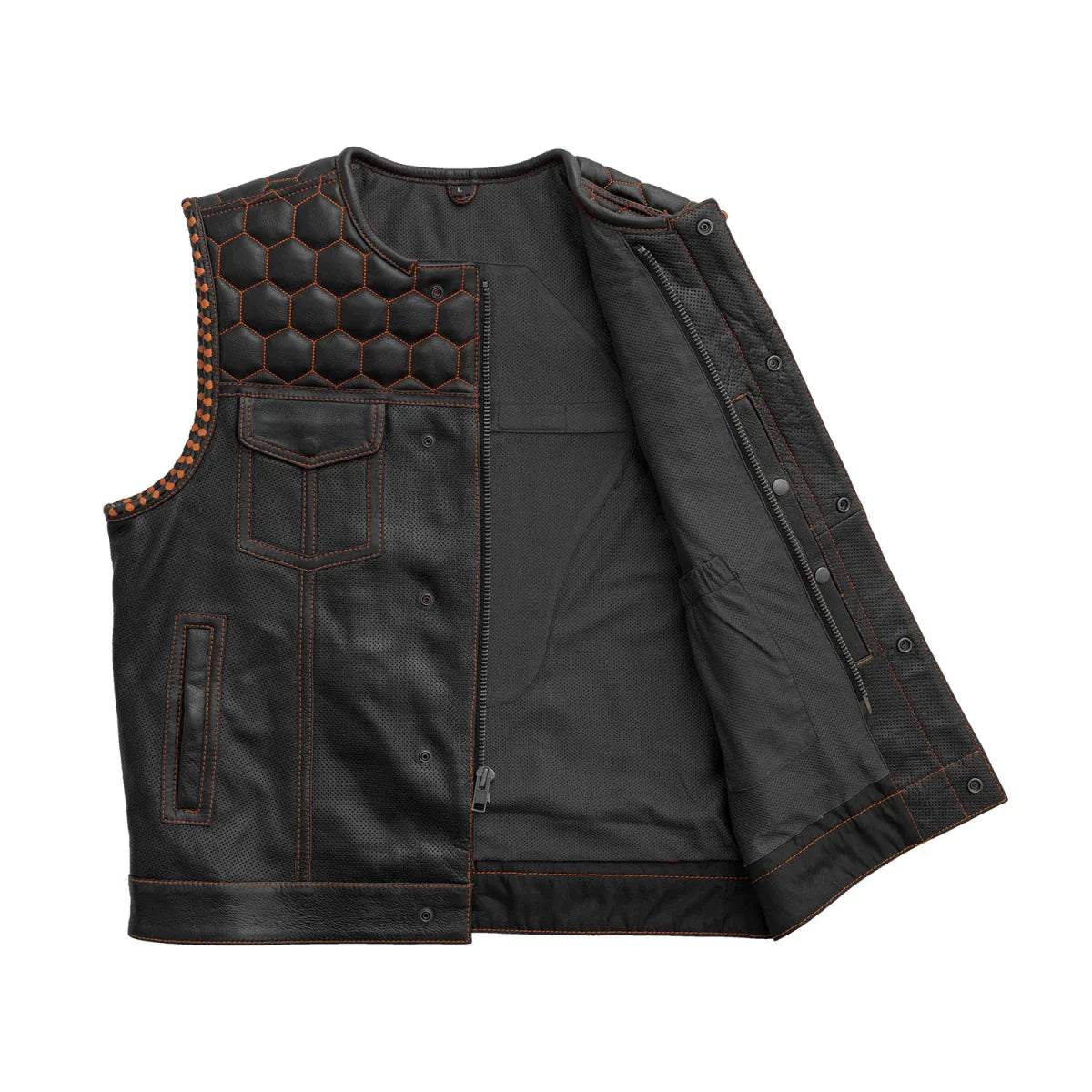 Hornet Perforated Men's Club Style Leather Vest - Lux Ryder