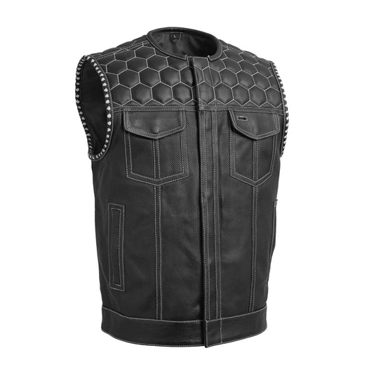 Hornet Perforated Men's Club Style Leather Vest - Lux Ryder