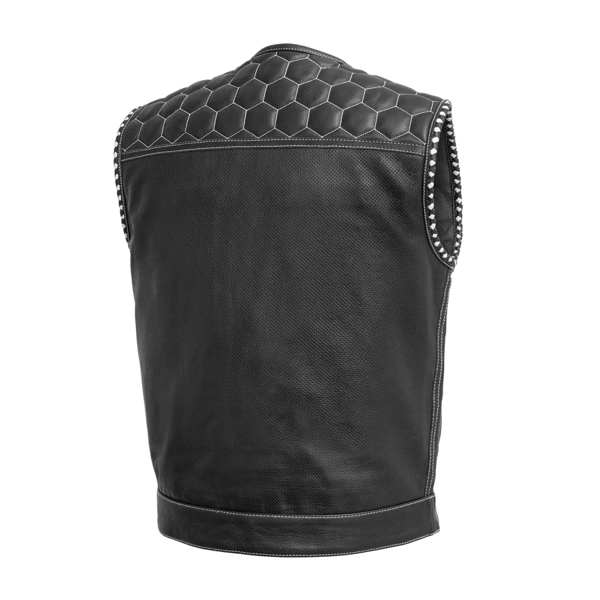 Hornet Perforated Men's Club Style Leather Vest - Lux Ryder