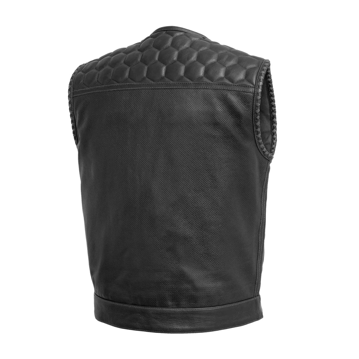 Hornet Perforated Men's Club Style Leather Vest - Lux Ryder