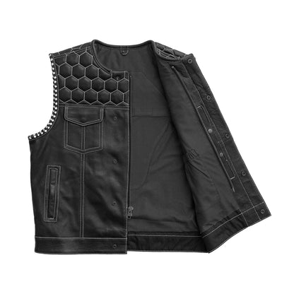 Hornet Perforated Men's Club Style Leather Vest - Lux Ryder