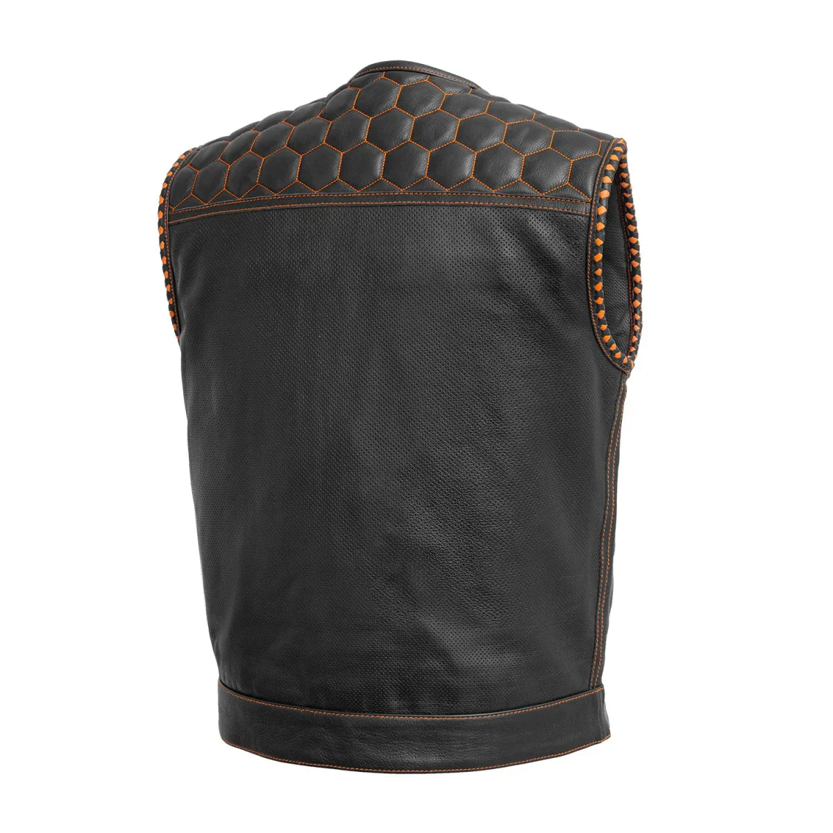 Hornet Perforated Men's Club Style Leather Vest - Lux Ryder