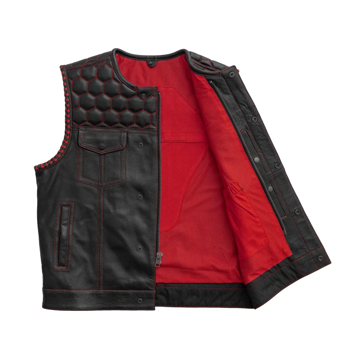 Hornet Perforated Men's Club Style Leather Vest - Lux Ryder