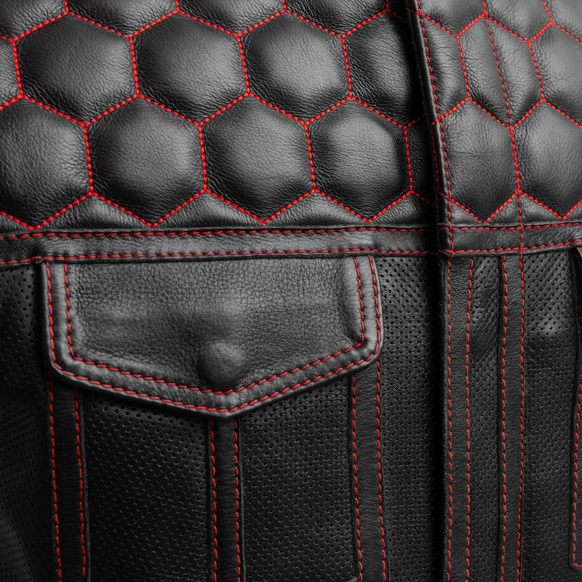 Hornet Perforated Men's Club Style Leather Vest - Lux Ryder