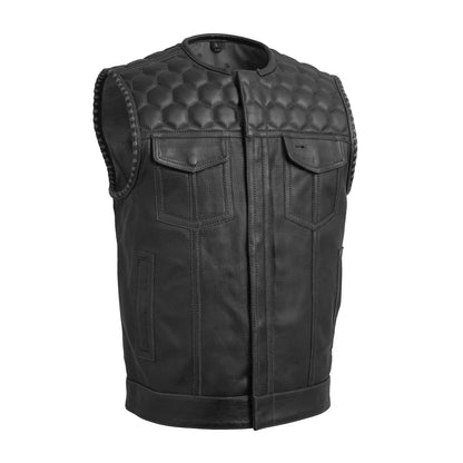 Hornet Perforated Men's Club Style Leather Vest - Lux Ryder