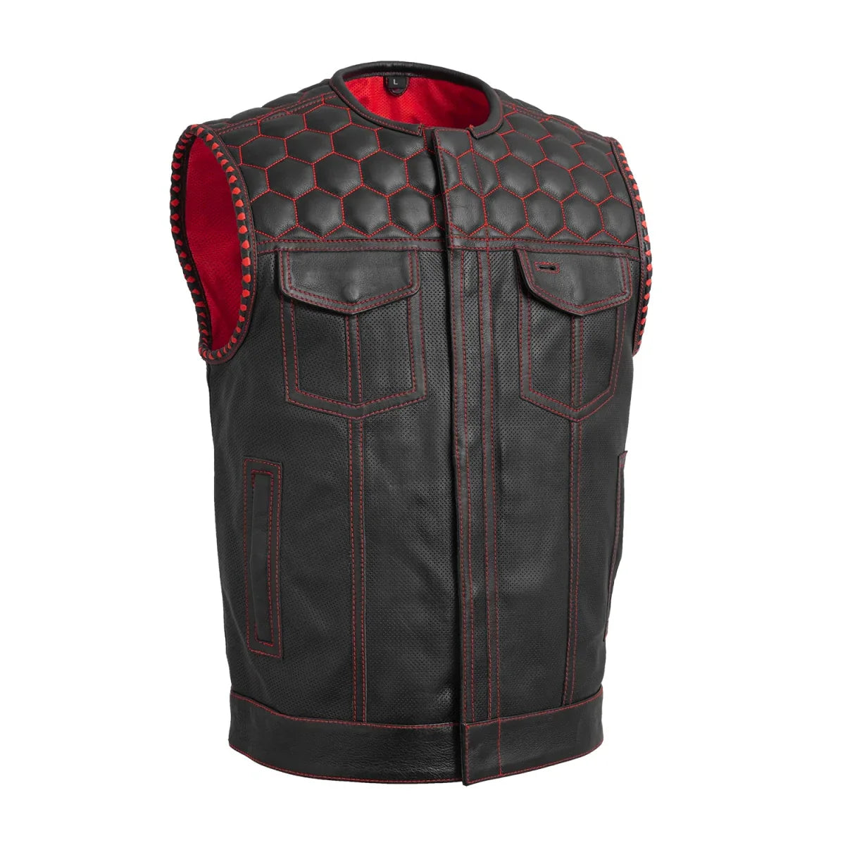 Hornet Perforated Men's Club Style Leather Vest - Lux Ryder