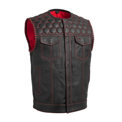 Hornet Perforated Men's Club Style Leather Vest - Lux Ryder