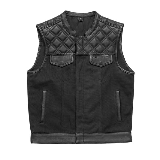 Hunt Club Motorcycle Leather Canvas Vest Black - Lux Ryder