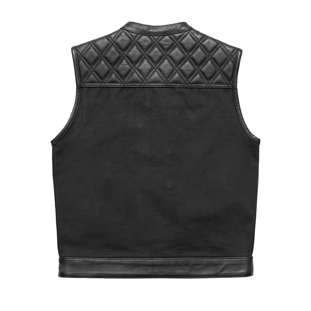 Hunt Club Motorcycle Leather Canvas Vest Black - Lux Ryder